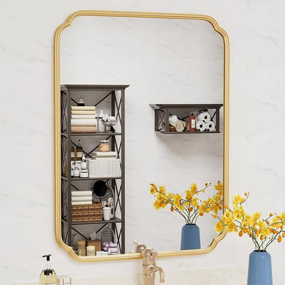 30" x 40"Gold Bathroom Mirror for Over Sink, Modern Rounded Corner Rectangle by FerytangeHome