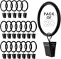 Black Curtain Rings with Clips 1.5 Inch Set of 20 Heavy Duty Curtain Hooks for Drapes, Caps, Pictures - fits on Rod Diameter Upto 1.25Inch/32mm… (Black, 1.5" Inch - 20 Pack)