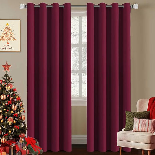 H.VERSAILTEX Burgundy Red Blackout Draperies Curtains Thermal Insulated Window by HVERSAILTEX