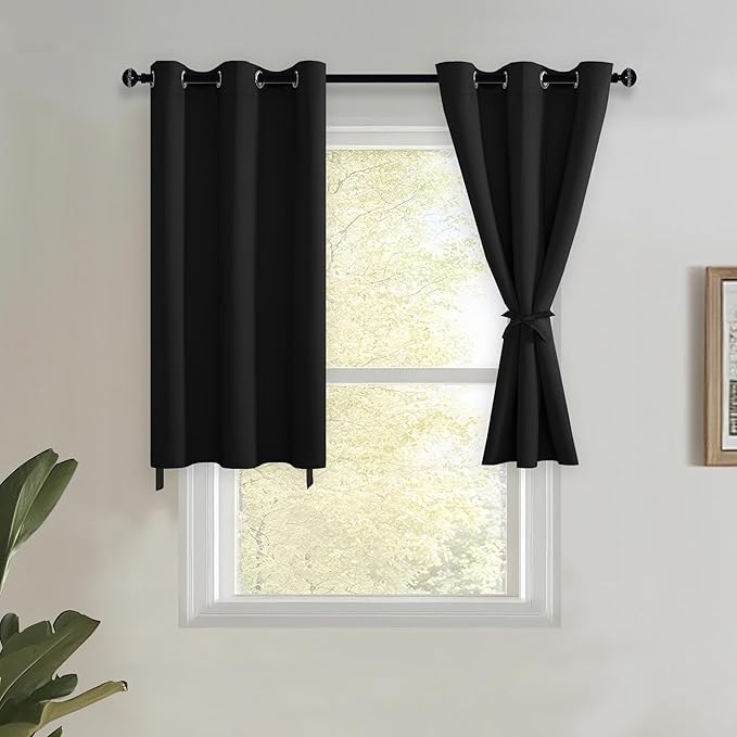 JIUZHEN Black Blackout Curtains by JIUZHEN