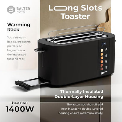 Toaster 4 Slice Wide Slot, Bagel Function, Long Slot, Stainless Steel, Touch - Image 8