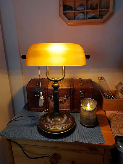 Newrays Matted Orange Glass Bankers Desk Lamp - Image 2
