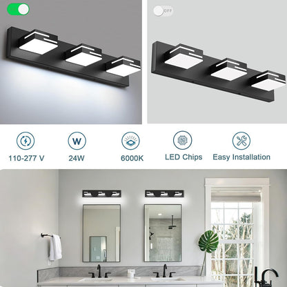 led modern bathroom vanity light fixtures, dimmable matte, side view