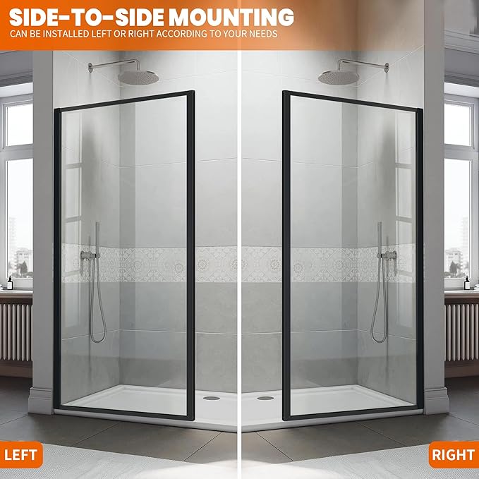 Shower Glass Door 38W*74H Inch, Bathroom Framed Fixed Shower Glass Panel - Image 7