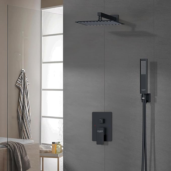 Iriber Shower Set with 12 Inch High Pressure Rain Shower Head and Handheld and - Image 7