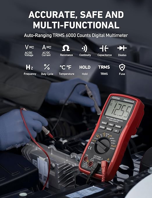AstroAI Digital Multimeter TRMS 6000 Counts Volt Meter Ohmmeter Auto-Ranging - Image 2