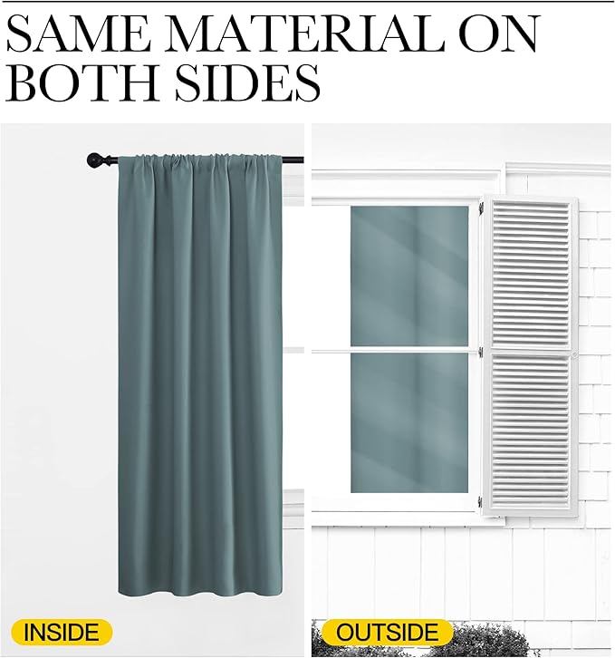 NICETOWN Greyish Blue Blackout Curtains Panels - Image 6