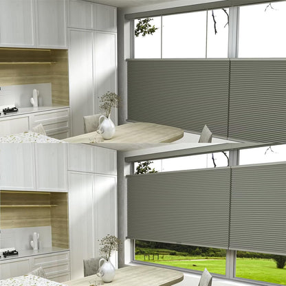 Top Down Bottom Up（TDBU） Cellular Shades, 1.5 inch Cordless Blackout Honeycomb Pleated Blinds for Windows Home Bedroom Office, Light Control, Thermal Insulated, 45 "W x 72" H, Grey