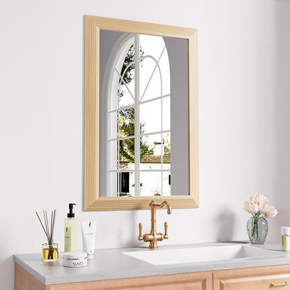 Amorho Bathroom Mirror for Wall, 20X30 Inch Oak Wood Grain Metal Framed Mirror by Amorho