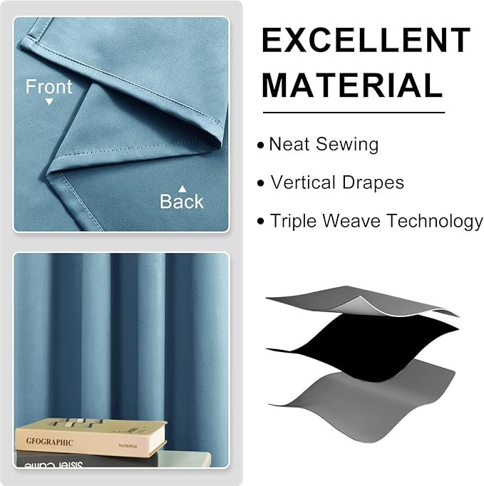 DWCN Blackout Curtains for Living Room, Room Drakening Curtains for Bedroom - Image 5