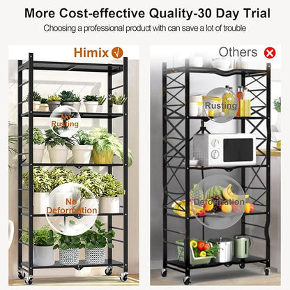Himix Storage Shelves with 20 Hooks, 5-Tier Collapsible Organization Storage - Image 7