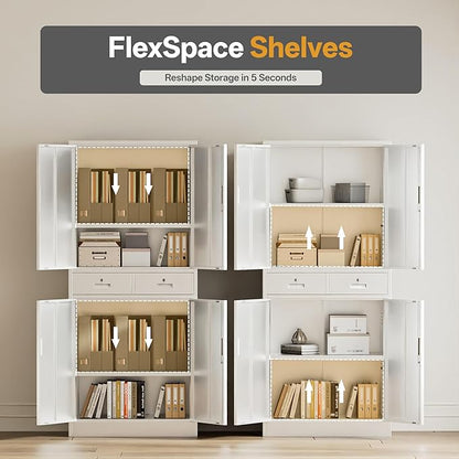 Metal Storage Cabinet with 2 Drawers 71" H - Image 5