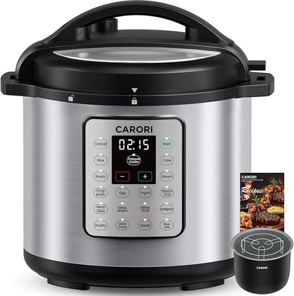 1200W 12-in-1 Electric Pressure Cooker 8Qt, Stainless Steel Pressure Cooker by CARORI
