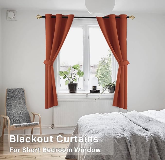 KOUFALL Burnt Orange Grommet Top Curtains - Image 4