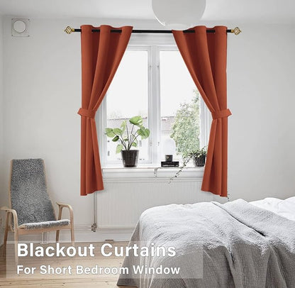 KOUFALL Burnt Orange Grommet Top Curtains - Image 4