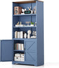 VINGLI Blue Bookcase with Doors and Adjustable Shelves, Steel 70" Tall by VINGLI
