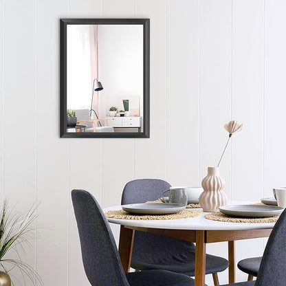 Amorho Black Bathroom Mirror, 24x32 Inch Thick Metal Framed Wall Mirrors - Image 8