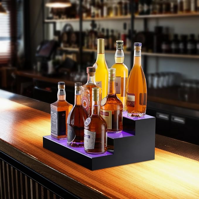 VEVOR LED Lighted Liquor Bottle Display, 3 Tiers 16 Inch Commercial Illuminated - Image 2