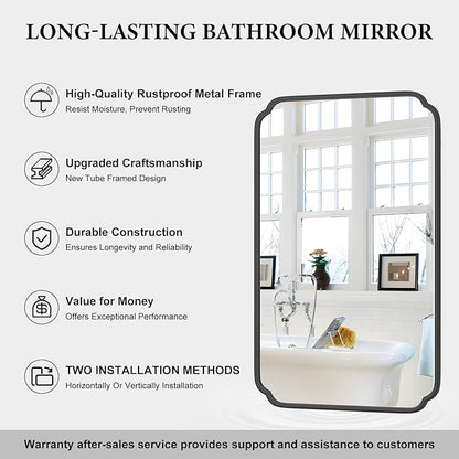 White 30"x48" Bathroom Mirror for Wall, Large Bathroom Vanity Mirror, Rounded - Image 7