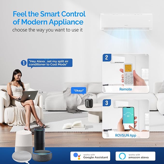 ROVSUN 9000 BTU Wifi Enabled Mini Split Air Conditioner & Heater - Image 4
