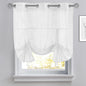 Pony Dance Tie Up Curtains - Bathroom Window Curtain Small Ballon Shade Valances for Kitchen Linen Look Semi-Sheer Decorative, 42 inches x 45 inches, White, 1 Piece