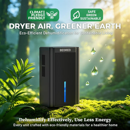bedred dehumidifier, 95oz dehumidifier for home 1000 sq.ft showing dimensions
