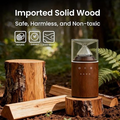 Waterless Nebulizing Essential Oil Diffuser, Real Glass and Solid Wood Portable - Image 2