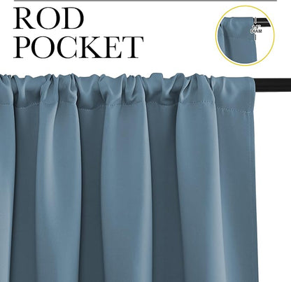 NICETOWN RV Blackout Curtains for Camper Windows, Smoky Blue, Kitchen Curtains - Image 2