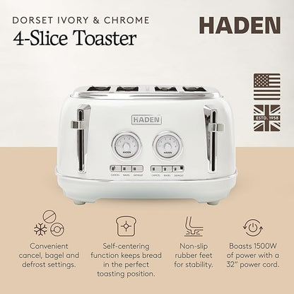 Haden Dorset 4 Slice Wide Slot Stainless Steel Toaster - Image 2