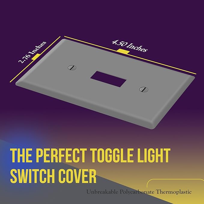 ENERLITES Toggle Light Switch Wall Plate Cover, Gloss Finish, Size 1-Gang 4.50" - Image 2