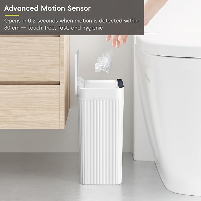 EKO Brio 10L/2.6 Gallon Motion Sensor Trash Can, Automatic Touchless Bathroom - Image 8
