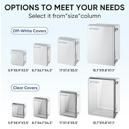 TICONN Waterproof Electrical Junction Box IP67 ABS Plastic Enclosure - Image 3