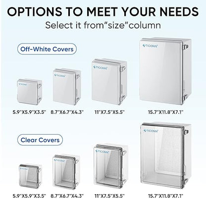 TICONN Waterproof Electrical Junction Box IP67 ABS Plastic Enclosure - Image 2