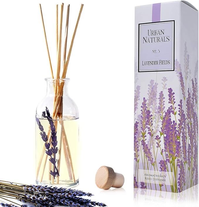 Urban Naturals Lavender Fields Oil Essential Oil Reed Diffuser Set by UrbanNaturals