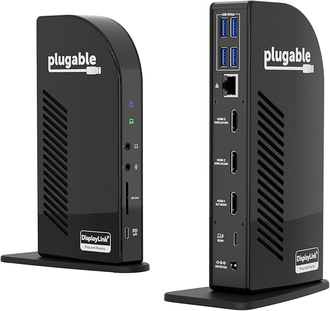Plugable USB-C Triple Monitor Docking Station: 13-in-1 Laptop Dock by Plugable