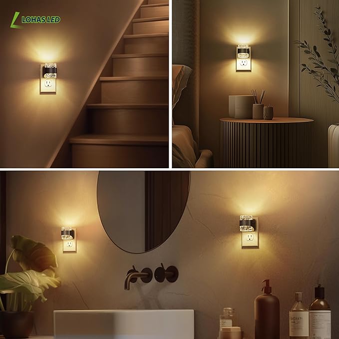 L LOHAS LED Night Light, 2 Pack 3000K Bubble Night Lights Plug into Wall - Image 3