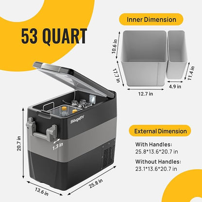 BougeRV 12V Portable Refrigerator 53 Quart Car Freezer Fridge Electric - Image 2
