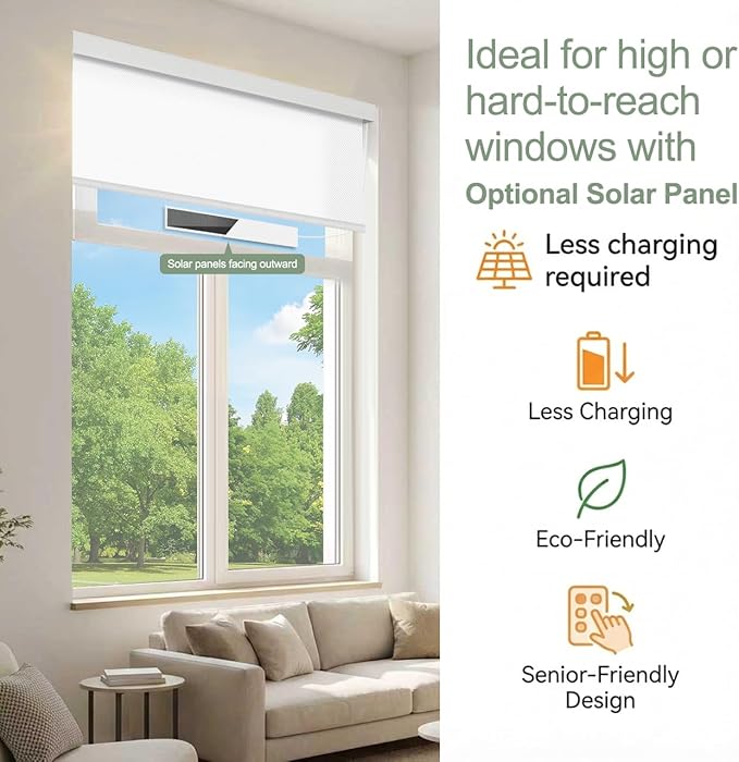 Tipiace Motorized Blinds with Remote Window Roller Shade Wireless Rechargeable - Image 7