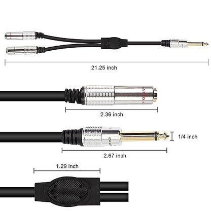 XMSJSIY 6.35mm TS Guitar Signal Audio Y Splitter Cable, 1/4" Male to Dual Mono - Image 2
