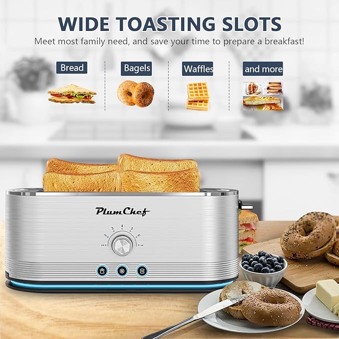 4-Slice Toaster, Extra Wide Long Slot Toaster, 7 Browning Settings, - Image 4