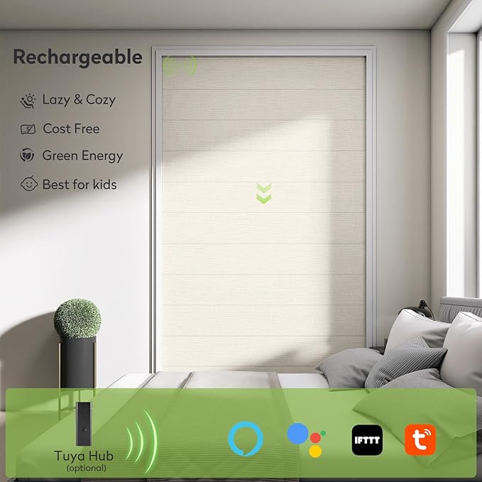 ZSTARR Smart Roman Shades Rechargeable Motorized Blinds - Image 4