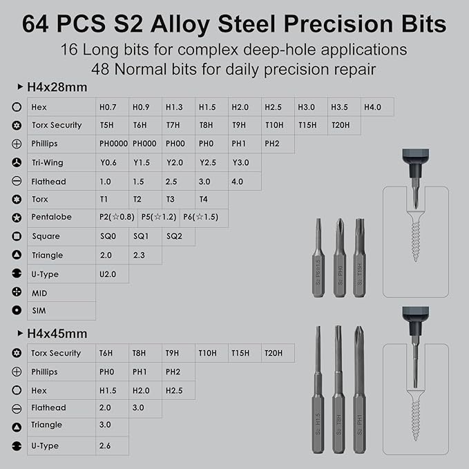 STREBITO Mini Electric Screwdriver Set, 70 in 1 Small Electric Screwdriver - Image 5