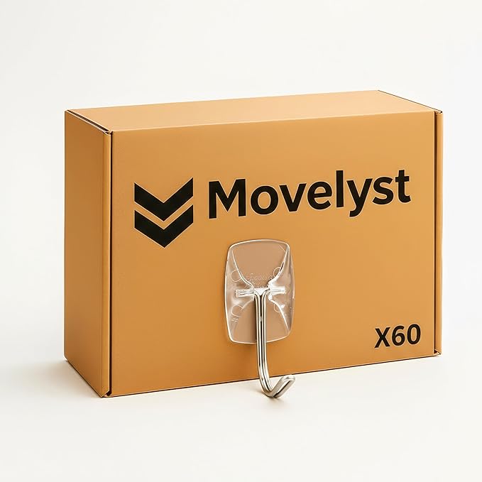 60 Small Hooks+80 Removable Strips, Damage-Free Utility Hooks, Heavy Duty by MOVELYST