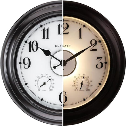 CLXEAST 24 Inch LED Self-Illuminated Outdoor Metal Clocks Waterproof, Large by CLXEAST