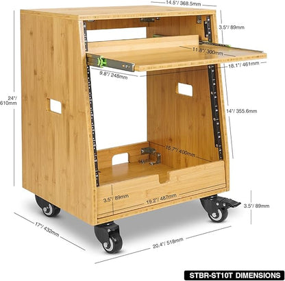 Sound Town DIY Solid Carbonized Bamboo Slanted 10U Studio Rack, - Image 5