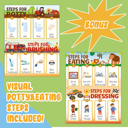 Potty Training Chart for Toddler 17 PCS Self-Care Training Sticker Chart Potty Reward Chart with 351 Stickers Potty Training Sticker Chart