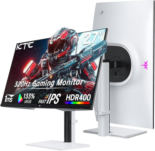 KTC Monitor 27-inch White Gaming Monitor WQHD Fast IPS, 300Hz 1ms 144% sRGB by KTC