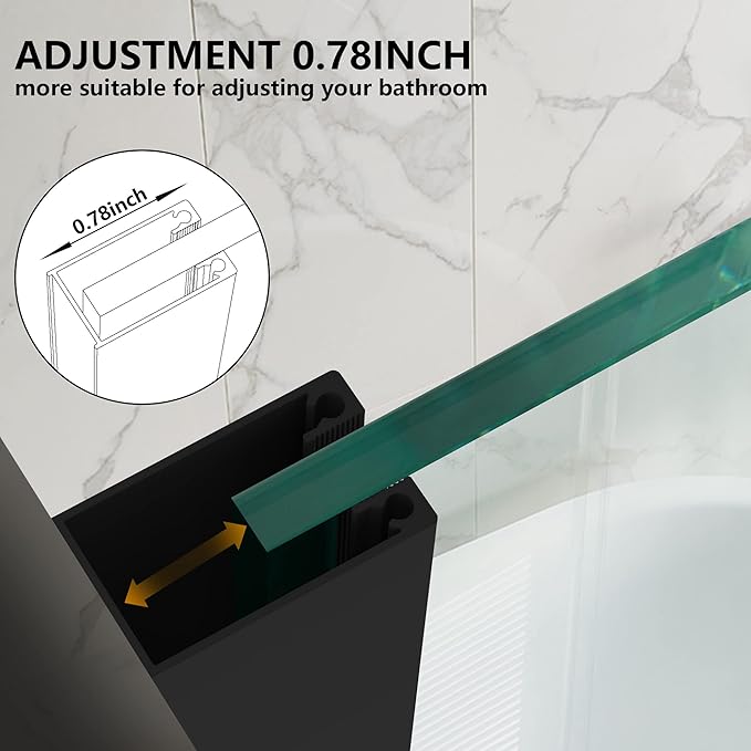 Bathroom Shower Door Screen, 34 in. W x 74 in. H Single Panel Frameless Shower - Image 4
