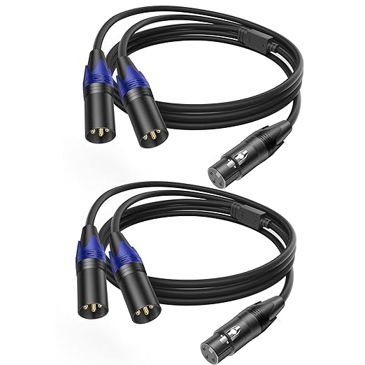 LanSenSu XLR Female to 2 XLR Male Patch Y Cable Balanced Microphone Splitter by LanSenSu