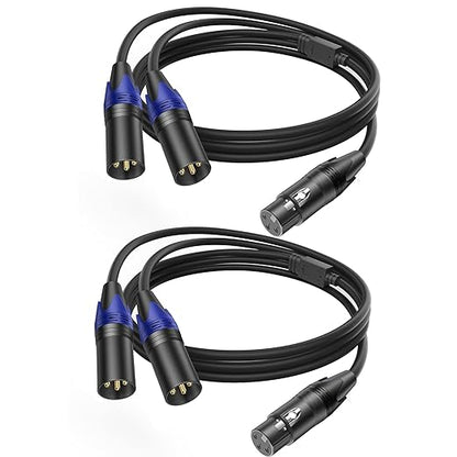 LanSenSu XLR Female to 2 XLR Male Patch Y Cable Balanced Microphone Splitter by LanSenSu